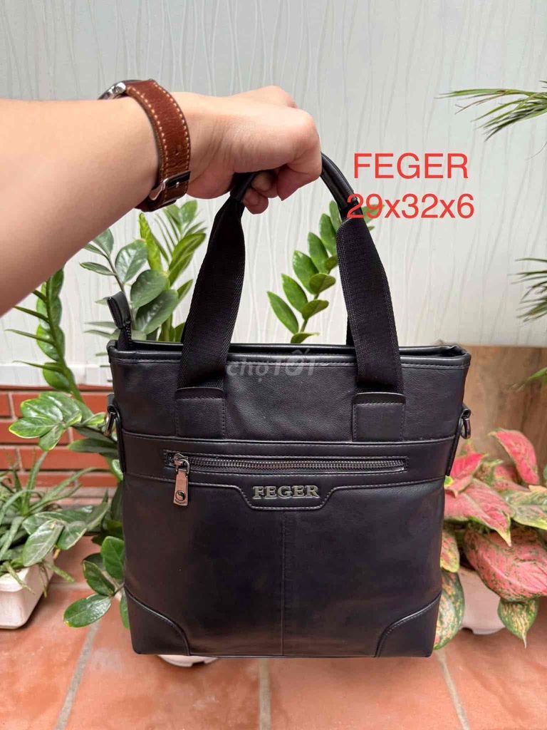 Túi xách công sở FEGER Da thật Đen. Mua bán Túi xách tại Huyện Thanh Trì Hà Nội được đăng bởi Gấm Hoa 2Hand hình 1