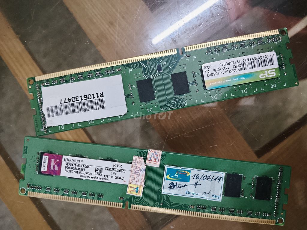 2 thanh RAM DDR3 2GB Đã sử dụng ( vẫn dùng tốt ). Mua bán Linh kiện (RAM, Card...) tại Huyện Kim Sơn Ninh Bình được đăng bởi Trường Vũ hình 1