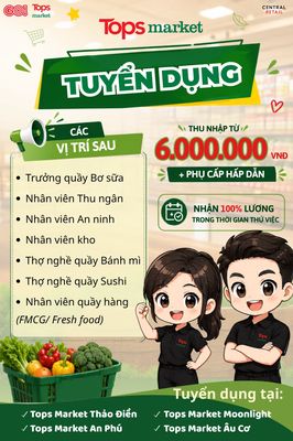 Tuyển Nhân viên chuỗi Siêu thị Tops Market_Thủ Đức