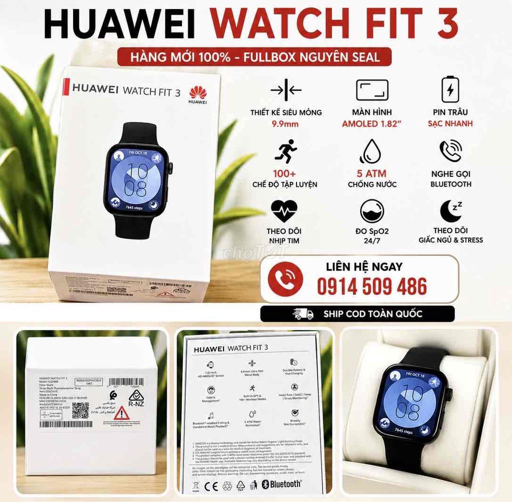 Huawei Watch Fit 3 Đen. Mua bán Thiết bị đeo thông minh tại Thành phố Nam Định Nam Định được đăng bởi AHStore hình 1