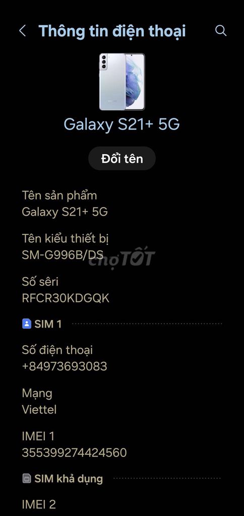 Samsung Galaxy S21+ 5G Bạc Đã qua sử dụng. Mua bán Điện thoại tại Huyện Càng Long Trà Vinh được đăng bởi nguyen t hình 1