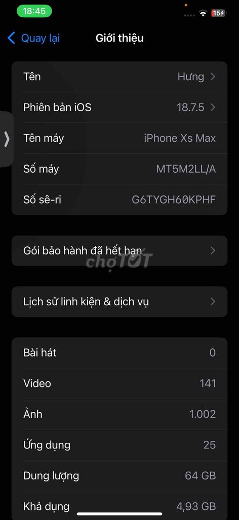 Apple iPhone Xs Max 64GB Bể lưng. Mua bán Điện thoại tại Quận Cẩm Lệ Đà Nẵng được đăng bởi Sano Manjiro hình 1