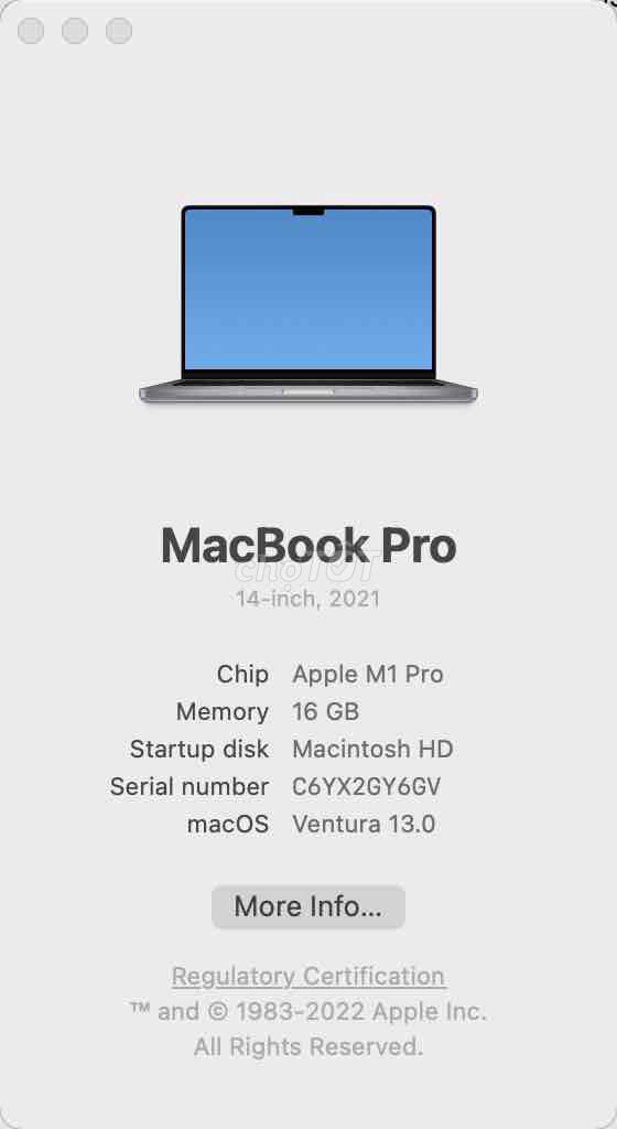 Apple MacBook Pro M1 Pro 14 inch 16GB. Mua bán Laptop tại Quận 10 Tp Hồ Chí Minh được đăng bởi QuynhanhNg hình 1