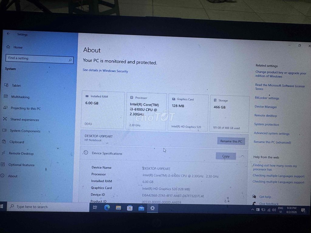 HP Pavilion i3-6100U 6GB/466GB Bạc Đã sử dụng. Mua bán Laptop tại Huyện Quế Võ Bắc Ninh được đăng bởi Nguyễn Duy Linh hình 1