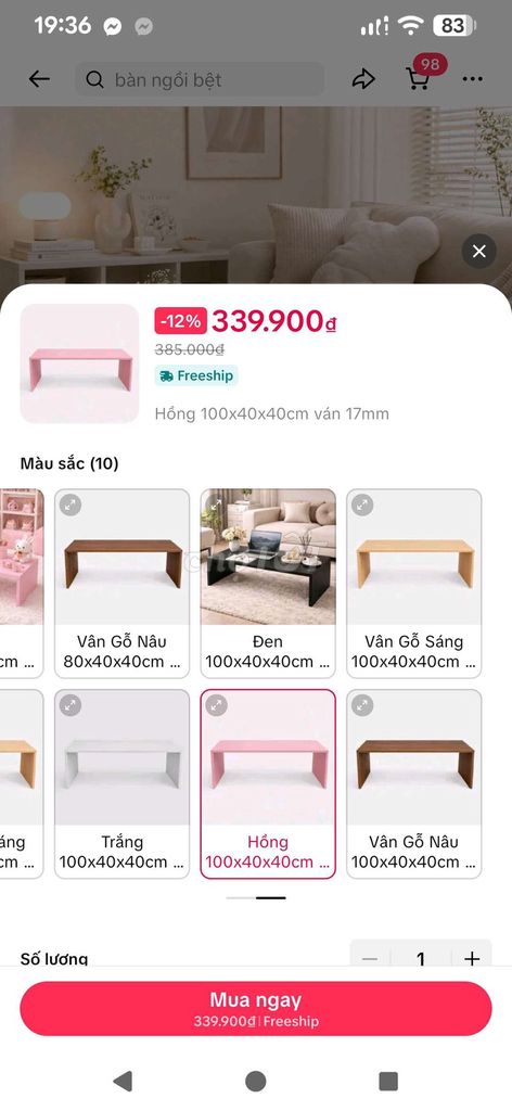 Bàn ngồi bệt ván gỗ Hồng 100x40x40cm. Mua bán Bàn ghế tại Quận 12 Tp Hồ Chí Minh được đăng bởi minh Nguyễn  hình 1