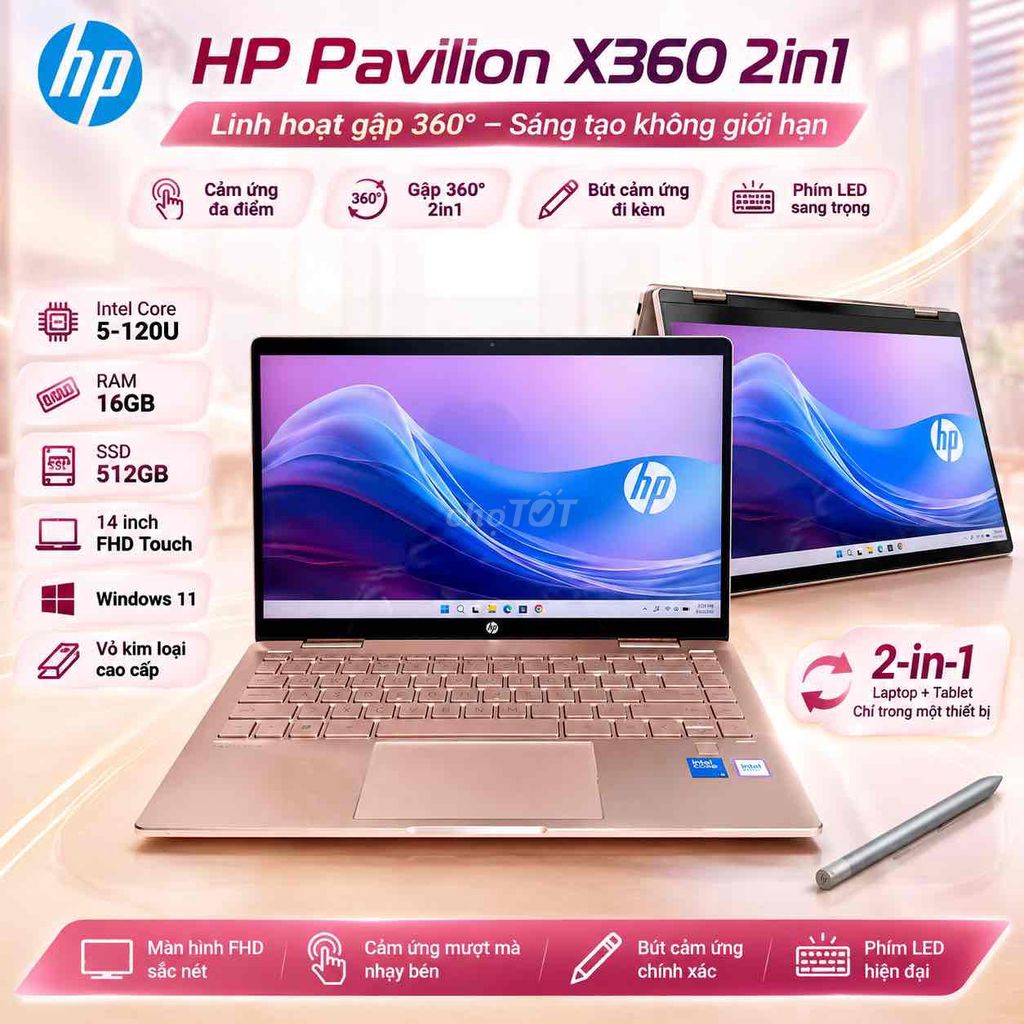 HP Pavilion X360 2in1 Core 5-120U 14 in 16GB/512GB. Mua bán Laptop tại Thành phố Buôn Ma Thuột Đắk Lắk được đăng bởi HD Store  hình 1