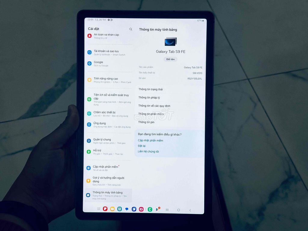 Samsung Galaxy Tab S9 FE 128GB Xám. Mua bán Máy tính bảng tại Quận Cầu Giấy Hà Nội được đăng bởi Mr Trường hình 1