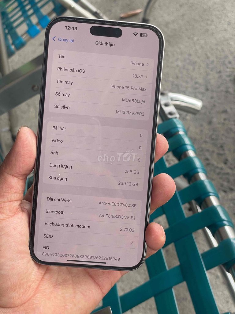 iPhone 15 Pro Max 256GB natural lock. Mua bán Điện thoại tại Thành phố Thuận An Bình Dương được đăng bởi Trung Apple Ko bán góp hình 1