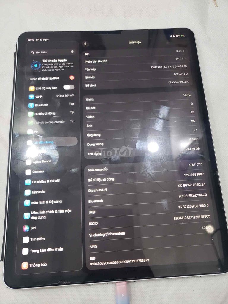 ipad pro 2018 12.9in 256GB. Mua bán Máy tính bảng tại Quận 12 Tp Hồ Chí Minh được đăng bởi Phạm Thị Kim Hoa hình 1
