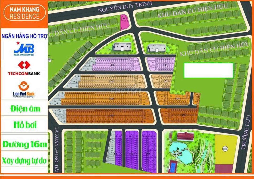 Bán đất dự án Nam Khang Nguyễn Duy Trinh, Long Trường,200m2/13.6 Tỷ.