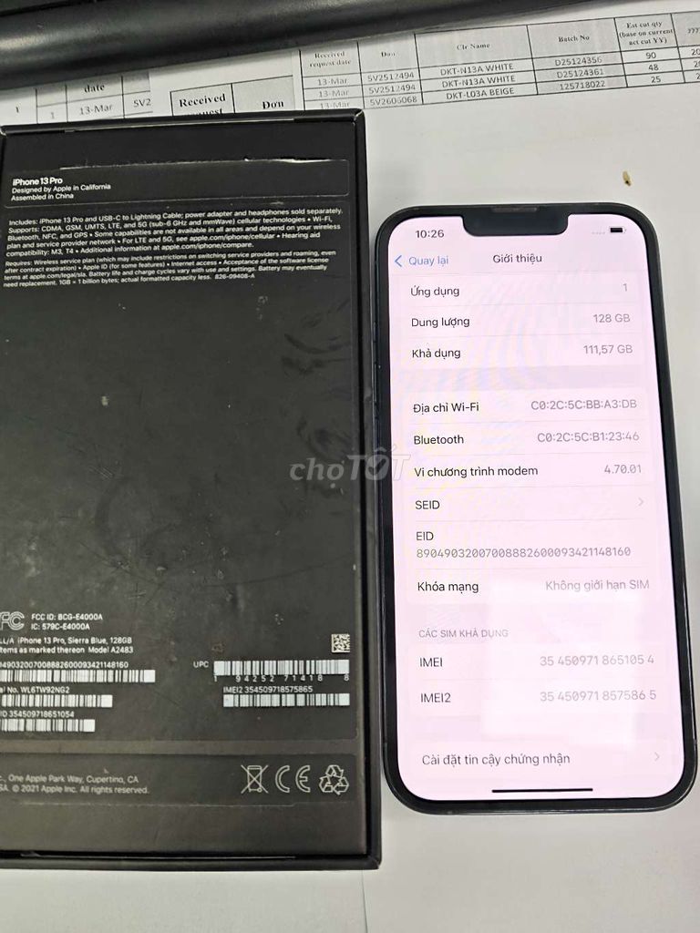 Apple iPhone 13 Pro 128GB Xanh Đã dùng. Mua bán Điện thoại tại Huyện Thanh Hà Hải Dương được đăng bởi Nguyễn Văn Công hình 1