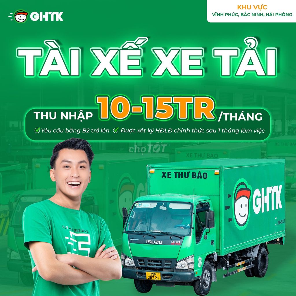 TUYỂN TÀI XẾ XE TẢI VỚI PHỤ CẤP HẤP DẪN