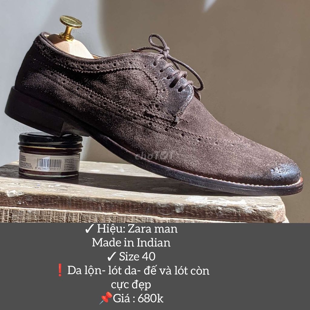 Giày Tây Derby ZARA Man size 40 da lộn