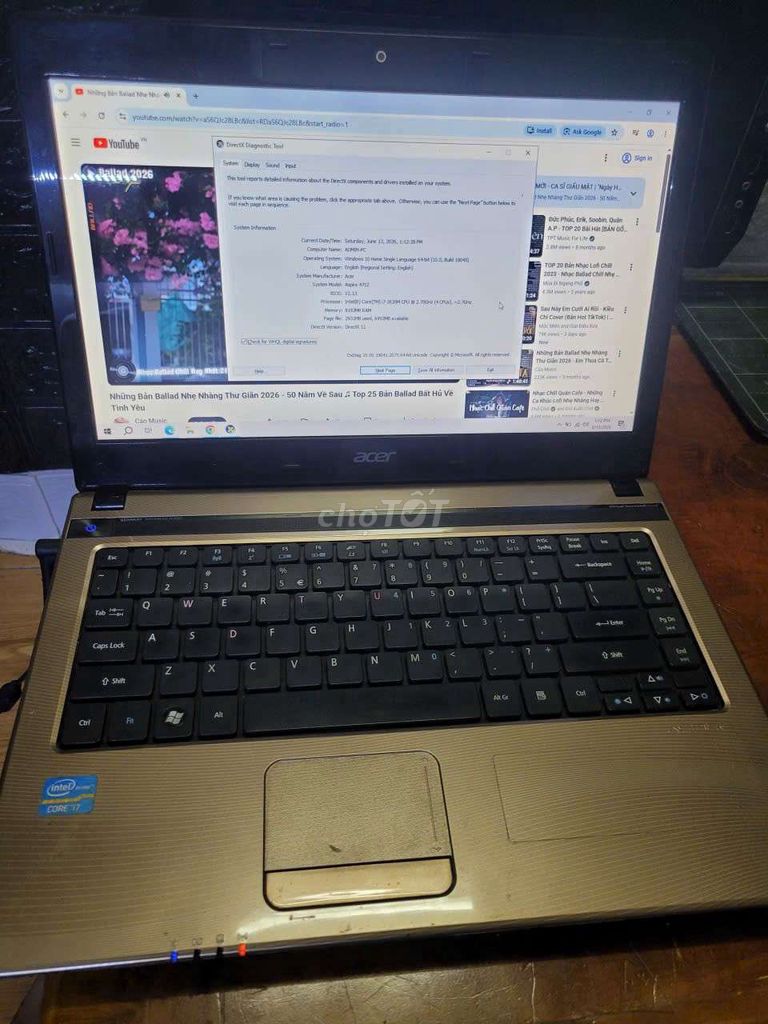 Acer Aspire 4752 . Mua bán Laptop tại Quận Phú Nhuận Tp Hồ Chí Minh được đăng bởi Giang Huệ hình 1