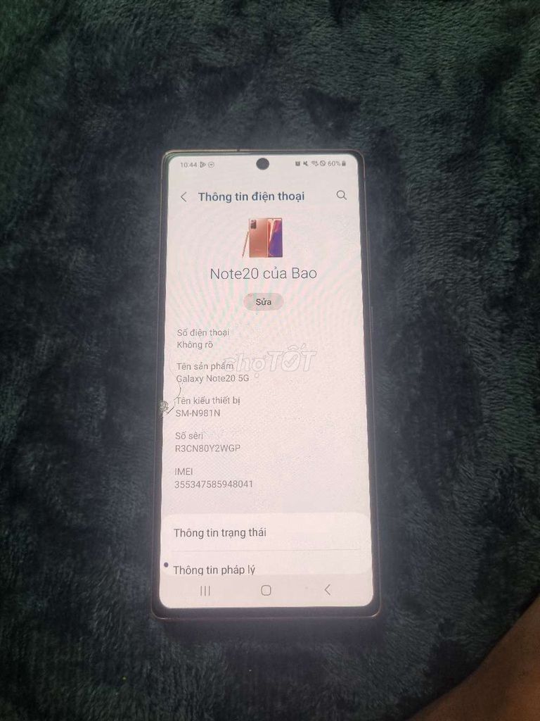 Samsung Galaxy Note20 5G 8GB/256GB Đồng. Mua bán Điện thoại tại Quận 6 Tp Hồ Chí Minh được đăng bởi Hồng Nhất Đình hình 1