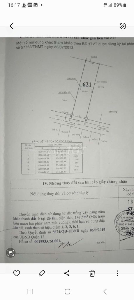 Đất lọt khe rẻ hơn đất hóc môn .DT :6×25,4m .có 142,5m2 thổ cư .hẻm 3m