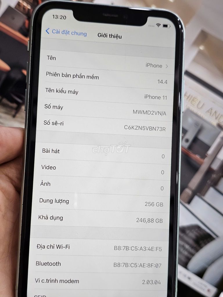 iphone 11 256Gb Xanh , Đẹp 96% , VNA , Zin Áp suất