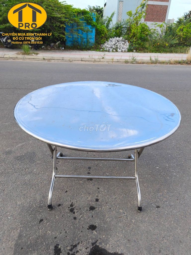 Bàn xếp Inox tròn gấp gọn. Mua bán Bàn ghế tại Quận Ngũ Hành Sơn Đà Nẵng được đăng bởi Đồ Cũ TTpro hình 1