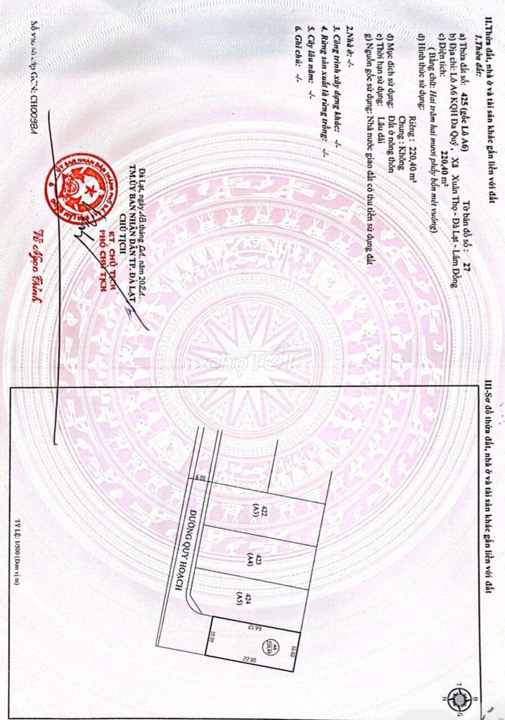 BÁN LÔ ĐẤT 2 MT SỔ HỒNG RIÊNG XD KHU QH 
