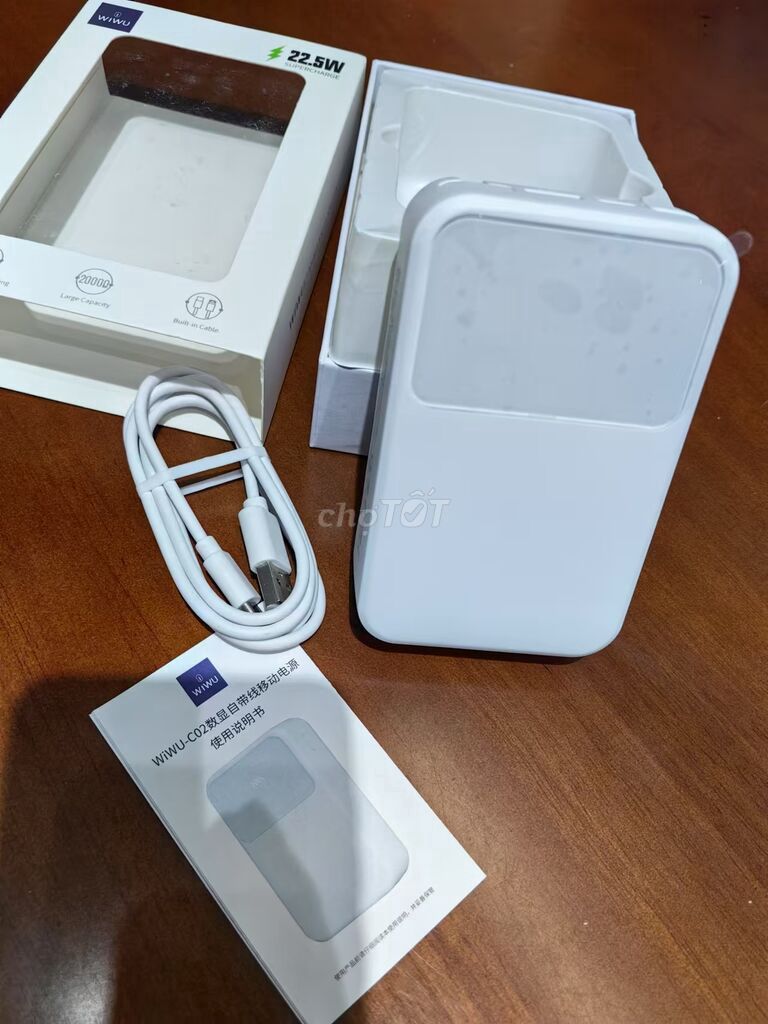 Pin dự phòng WiWU 20000mAh sạc nhanh 22.5W kèm cáp