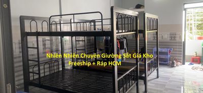 Giường 2 tầng sắt hộp 48 cứng cáp giá rẻ KTX,CHDV.