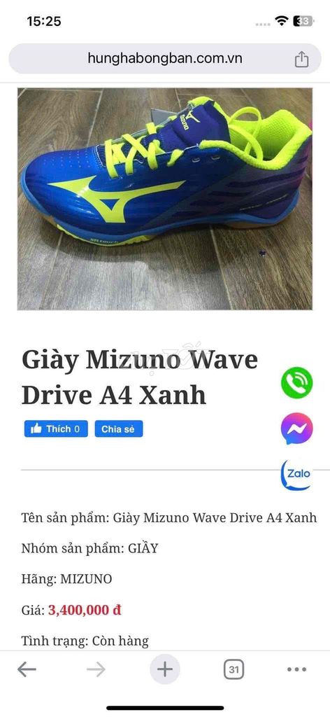 Mizuno wave size 38 chính hãng cao cấp