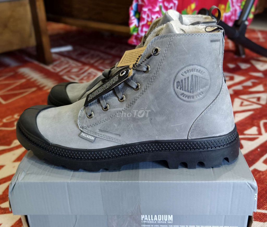 Giày Palladium Da sáp Xám Nam chống thấm. Mua bán Giày dép tại Quận Cẩm Lệ Đà Nẵng được đăng bởi QPhương  hình 1