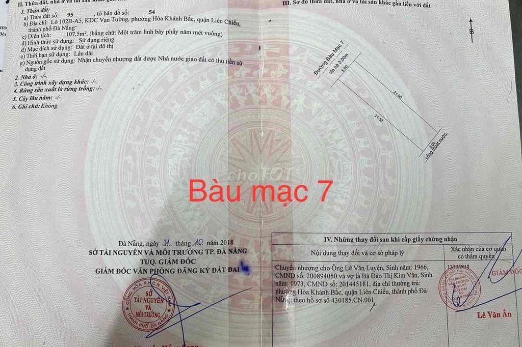 Bán Lô Đất Đường Bàu Mạc 7 sạch đẹp