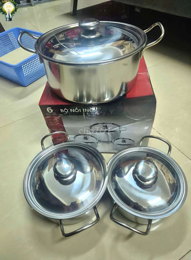 Bộ nồi Inox 304 Bạc mọi bếp. Mua bán Dụng cụ nhà bếp tại Thành phố Rạch Giá Kiên Giang được đăng bởi NHÃ ĐAN KG hình 1