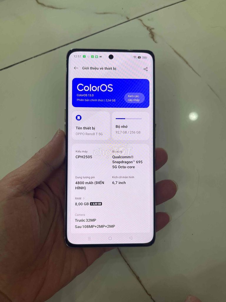 OPPO Reno8T 5G Ram8/256GB zin đẹp màn cong. Mua bán Điện thoại tại Quận Hà Đông Hà Nội được đăng bởi Mạnh Mobile hình 1