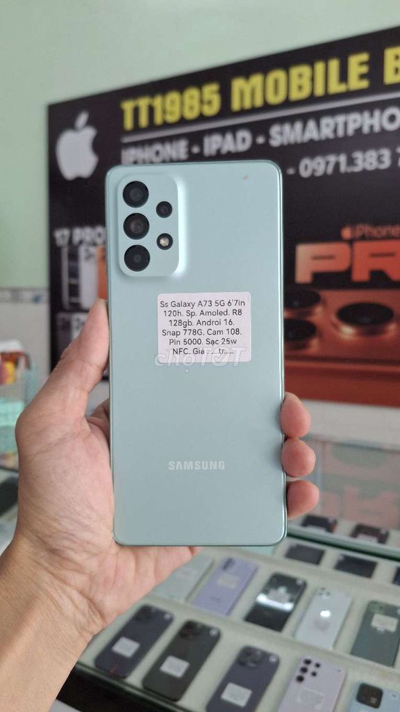 Samsung Galaxy A73 5G 128GB Xanh bạc hà. Mua bán Điện thoại tại Thành phố Thủ Dầu Một Bình Dương được đăng bởi TTMobileBD hình 1