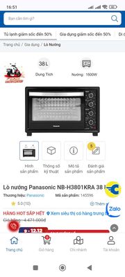 Lò nướng Panasonic NB-H3801KRA 38 Lít. Mua bán Bếp, lò, đồ điện nhà bếp tại Quận 10 Tp Hồ Chí Minh được đăng bởi Thinh thich trồng cây