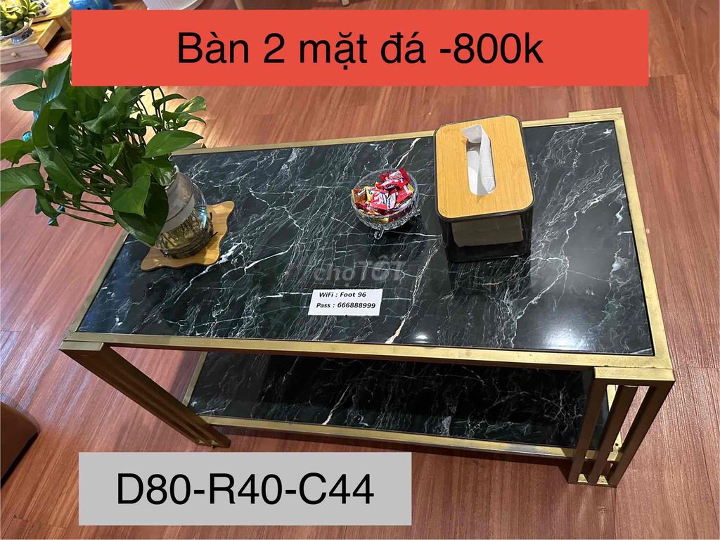 Bàn trà mặt đá Đen D80-R40-C44. Mua bán Bàn ghế tại Quận 1 Tp Hồ Chí Minh được đăng bởi Nguyễn Phúc hình 1