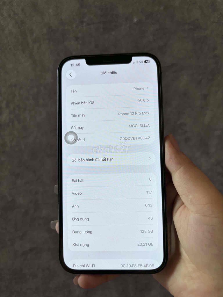 Apple iPhone 12 Pro Max 128GB Xám Pin thay. Mua bán Điện thoại tại Huyện Củ Chi Tp Hồ Chí Minh được đăng bởi Mun Black hình 1