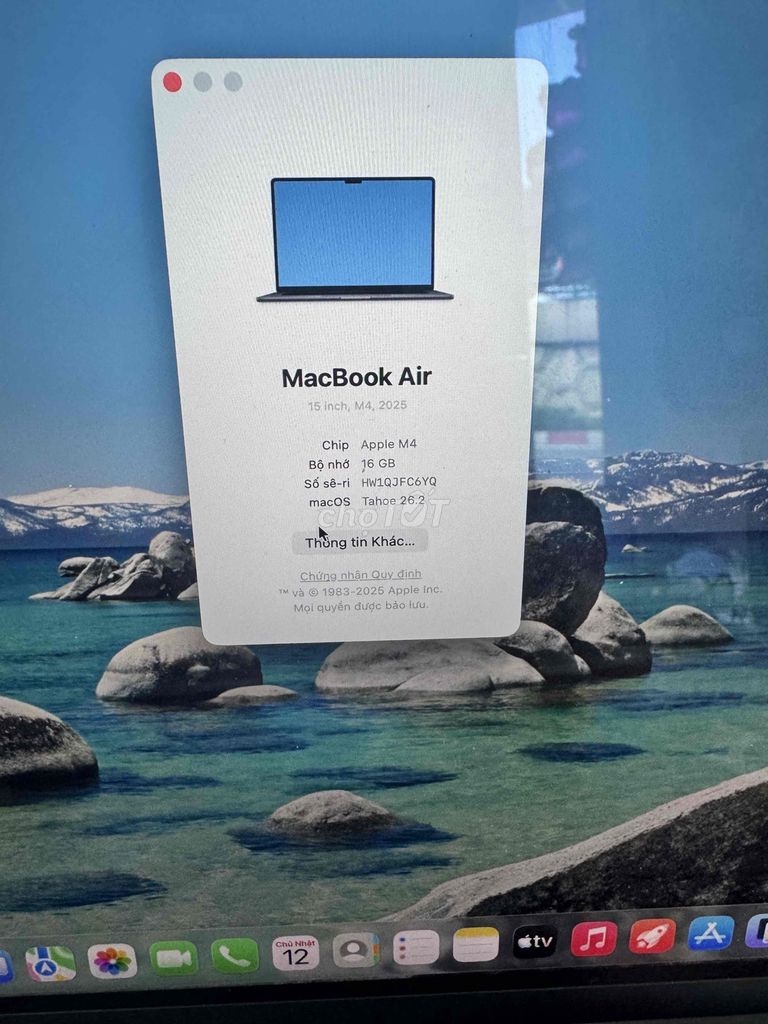 Apple MacBook Air M4 15 inch 16GB/256GB chính hang. Mua bán Laptop tại Quận Đống Đa Hà Nội được đăng bởi Lê Khuyến hình 1