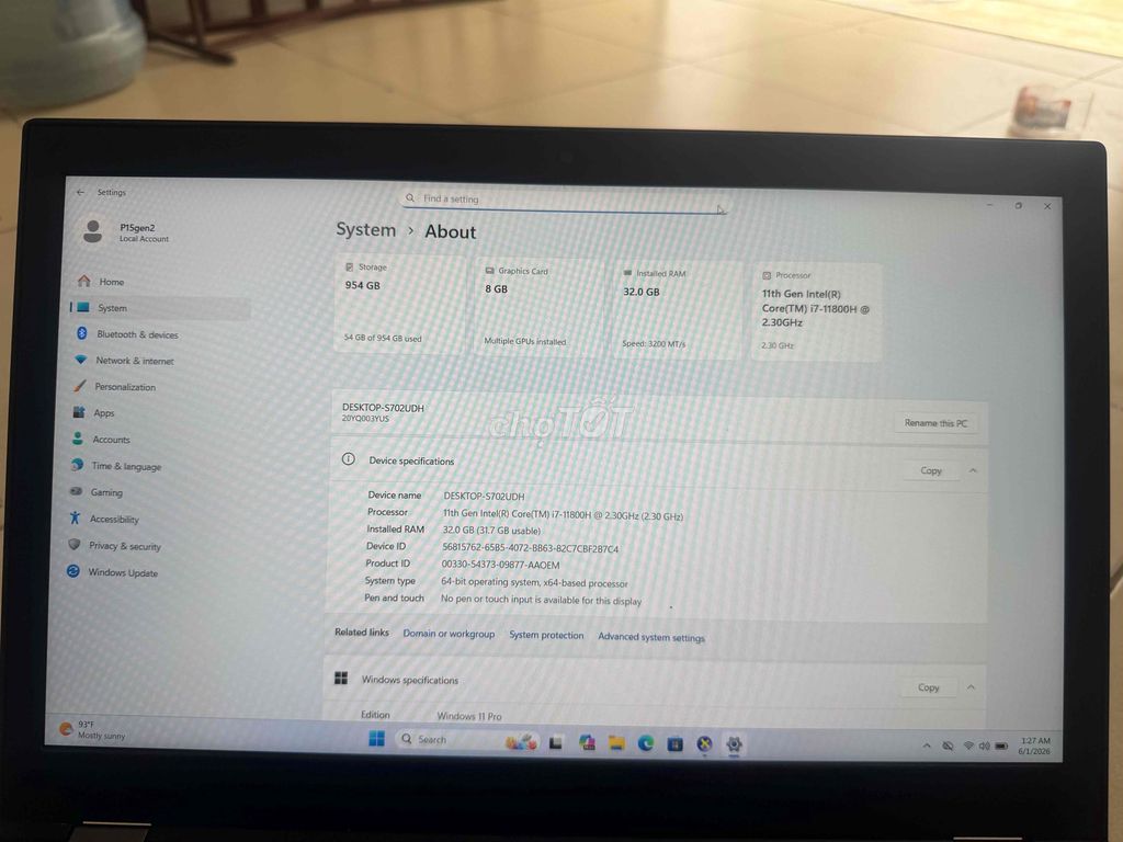 Thinkpad P15 Gen 2 i7 15.6 inch 32GB/1TB/rtx a4000. Mua bán Laptop tại Quận Hà Đông Hà Nội được đăng bởi Kiểm US hình 1