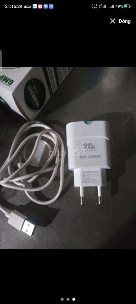 Củ sạc Kim Cương 20W Trắng. Mua bán Phụ kiện (Màn hình, Chuột...) tại Huyện Yên Lạc Vĩnh Phúc được đăng bởi Kim Đình Tài hình 1