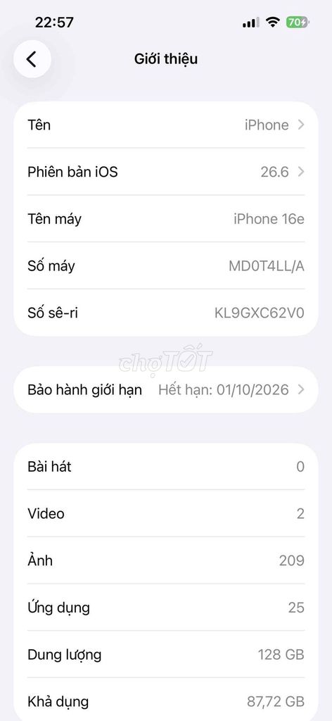 Apple iPhone 16e 128GB. Mua bán Điện thoại tại Thành phố Vinh Nghệ An được đăng bởi Lê Văn Thắng hình 1