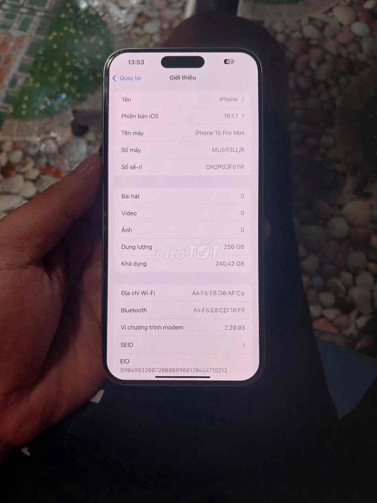 IPhone 15 Promax natural 256gb quốc tế zin all. Mua bán Điện thoại tại Quận Bình Tân Tp Hồ Chí Minh được đăng bởi V I N H hình 1