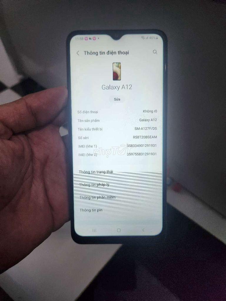 Samsung Galaxy A12 Xanh dương. Mua bán Điện thoại tại Thị xã Gò Công Tiền Giang được đăng bởi nguyễn hai hình 1