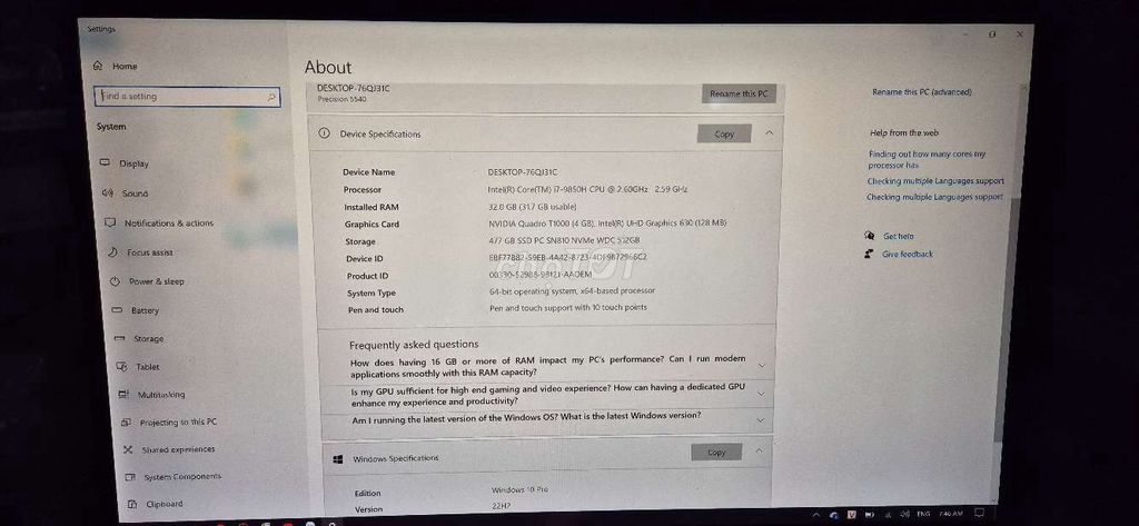 Dell Precision 5540 i7 9850H 32GB/512GB 4K cảm ứng. Mua bán Laptop tại Quận Tân Phú Tp Hồ Chí Minh được đăng bởi Hiếu hình 1