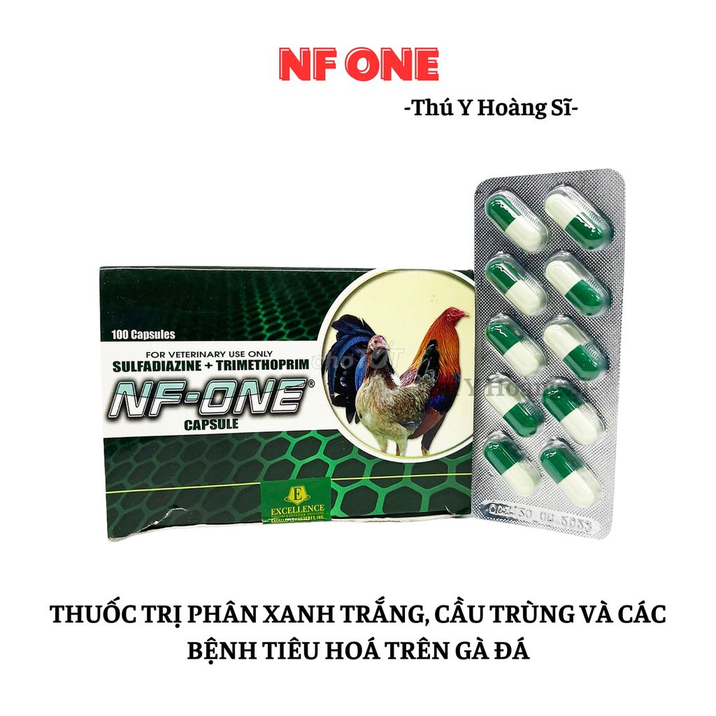 Vỉ 10 viên NF One xử lí phân xanh trắng, cầu trùng