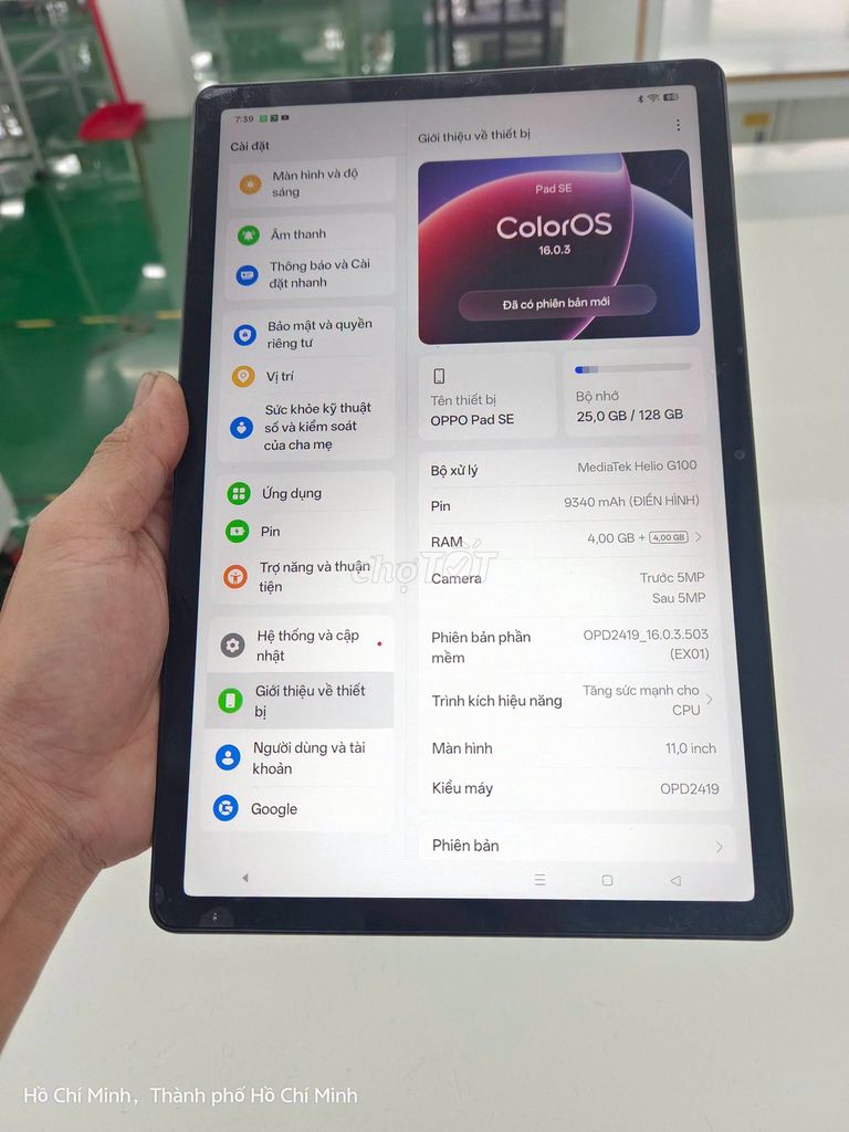 Oppo Pad SE Helio G100 4GB/128GB 11 inch. Mua bán Máy tính bảng tại Quận 5 Tp Hồ Chí Minh được đăng bởi Hội Đồ Điện Tử hình 1