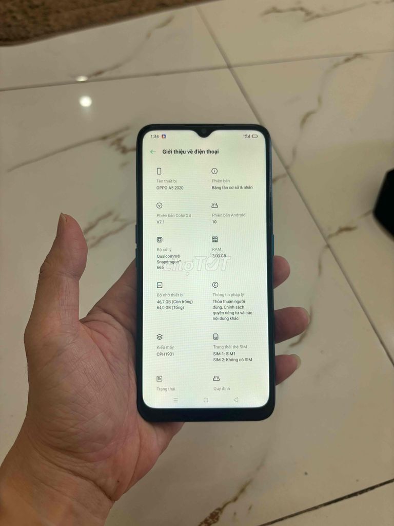 Bán Oppo A5 2020 zin cũ pin 5000. Mua bán Điện thoại tại Quận Hà Đông Hà Nội được đăng bởi Mạnh Mobile hình 1