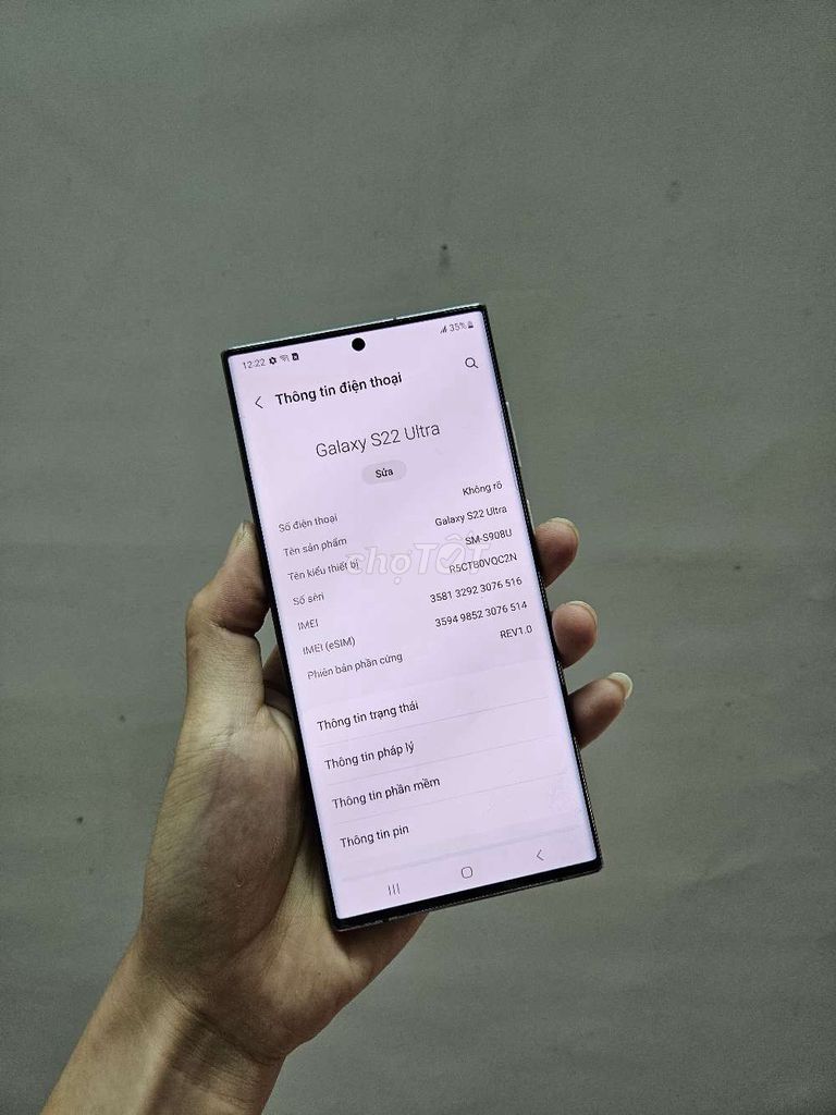 Samsung Galaxy S22 Ultra 8GB/128GB Đen. Mua bán Điện thoại tại Quận Đống Đa Hà Nội được đăng bởi Viet Thanh hình 1