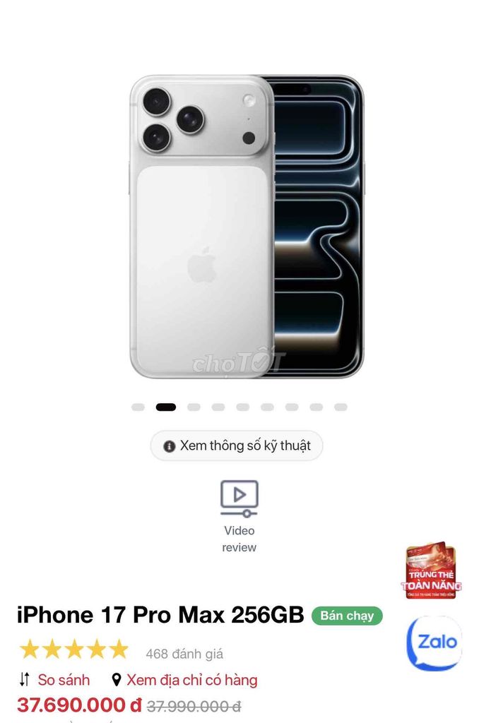 Apple iPhone 17 Pro Max 256GB Trắng. Mua bán Điện thoại tại Quận Ngũ Hành Sơn Đà Nẵng được đăng bởi Hoàng hình 1