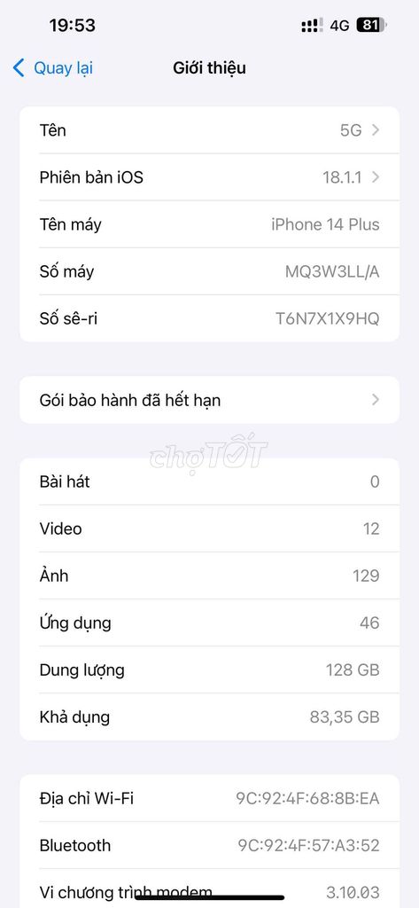 Apple iPhone 14 Plus 128GB. Mua bán Điện thoại tại Huyện Giao Thủy Nam Định được đăng bởi Đang theo dõi  hình 1