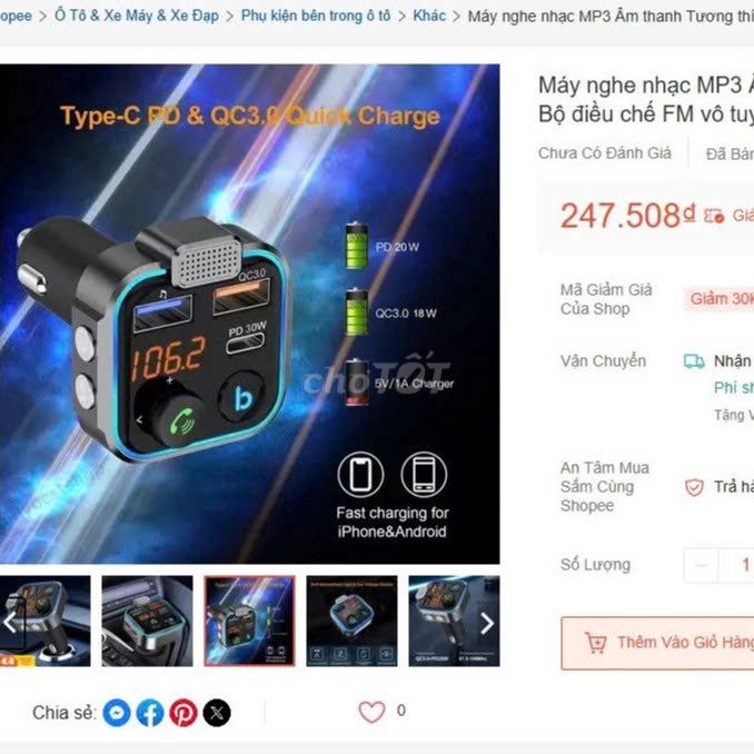 Bộ Sạc nhanh PD ô tô 4 trong 1  Bluetooth 5.3 mp3. Mua bán Phụ kiện (Màn hình, Chuột...) tại Thành phố Dĩ An Bình Dương được đăng bởi hàng mới thanh lý 1 nữa giá hình 1