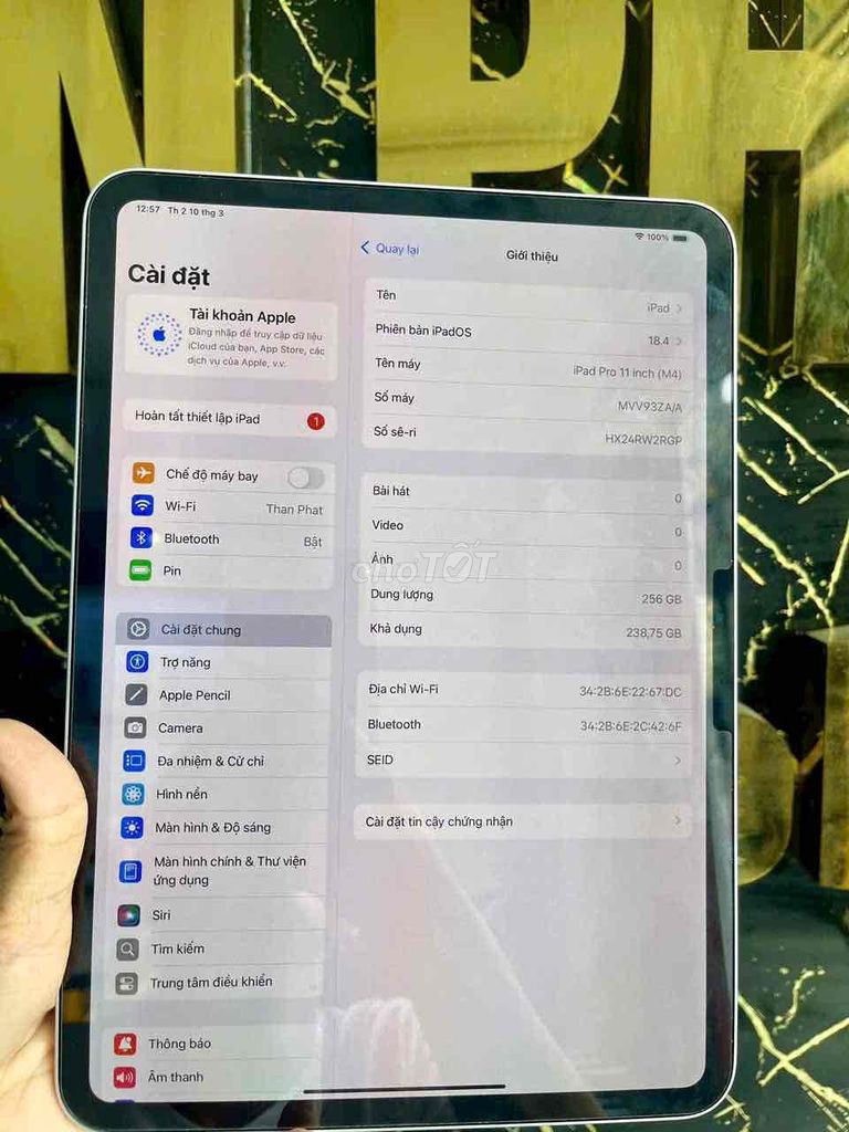 ipad pro m4 11in 256gb wifi ZA như mới