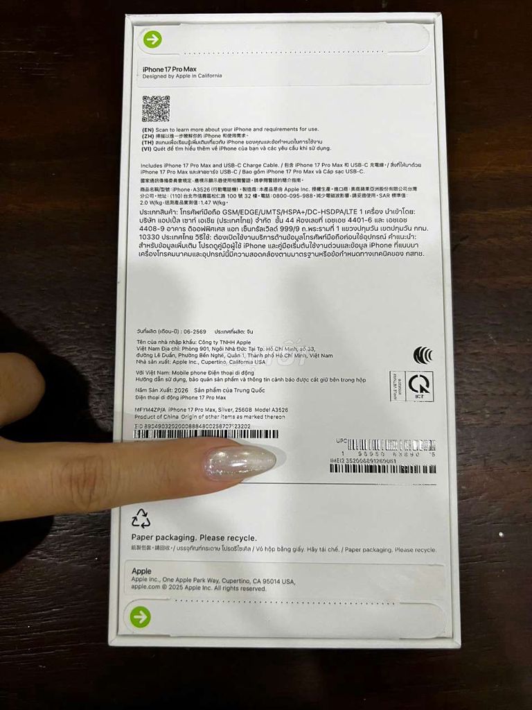 Apple iPhone 17 Pro Max 256GB Bạc Chưa kích hoạt. Mua bán Điện thoại tại Thành phố Thủ Dầu Một Bình Dương được đăng bởi Mạnh Cường  hình 1